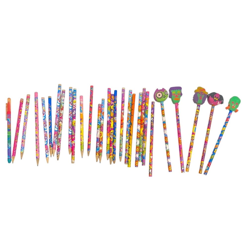 Vintage Lisa Frank Y2k Halloween Christmas Pencils 13 Eraser Toppers Bundle B20Q